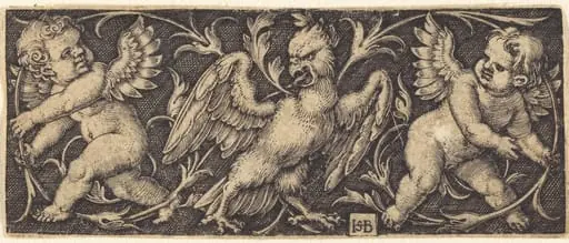 Ornament with Eagle and Two Genii, by Sebald Beham