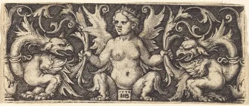 Ornament with Female Demon, by Sebald Beham