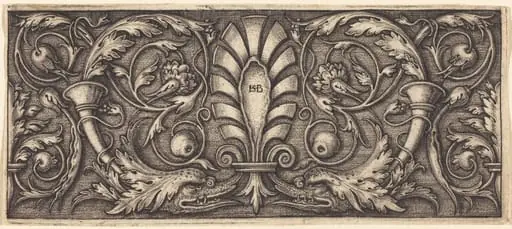 Ornament with Palmette and Two Dophin Heads, by Sebald Beham
