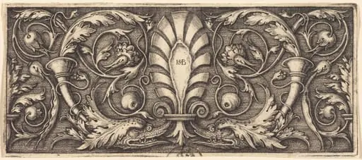 Ornament with Palmette and Two Dophin Heads, by Sebald Beham