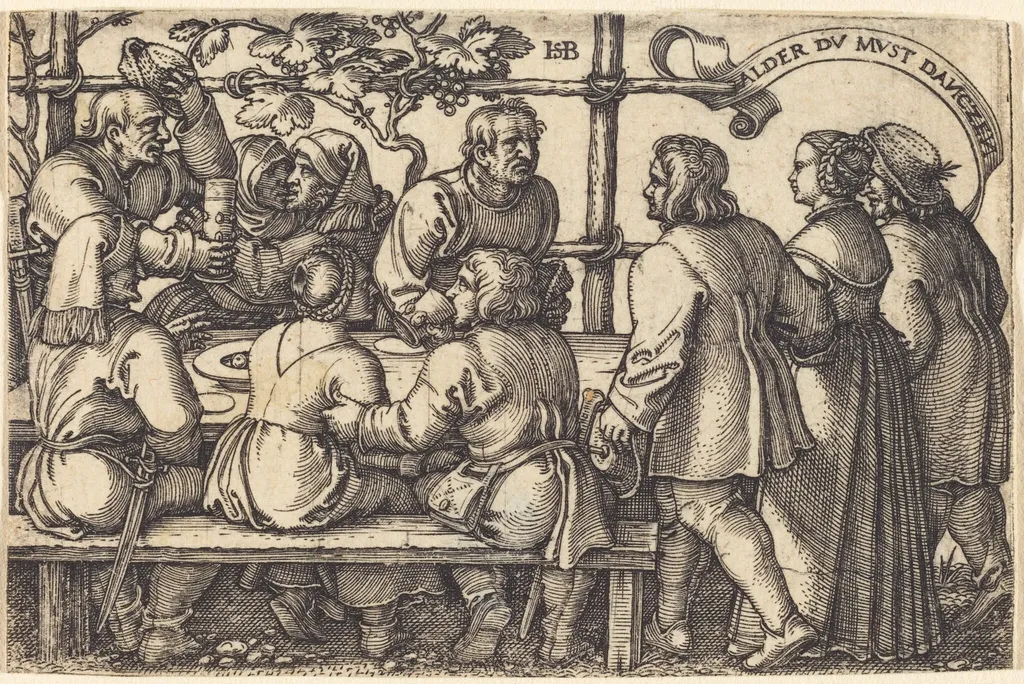 Peasants' Feast, by Sebald Beham, ink, 1525