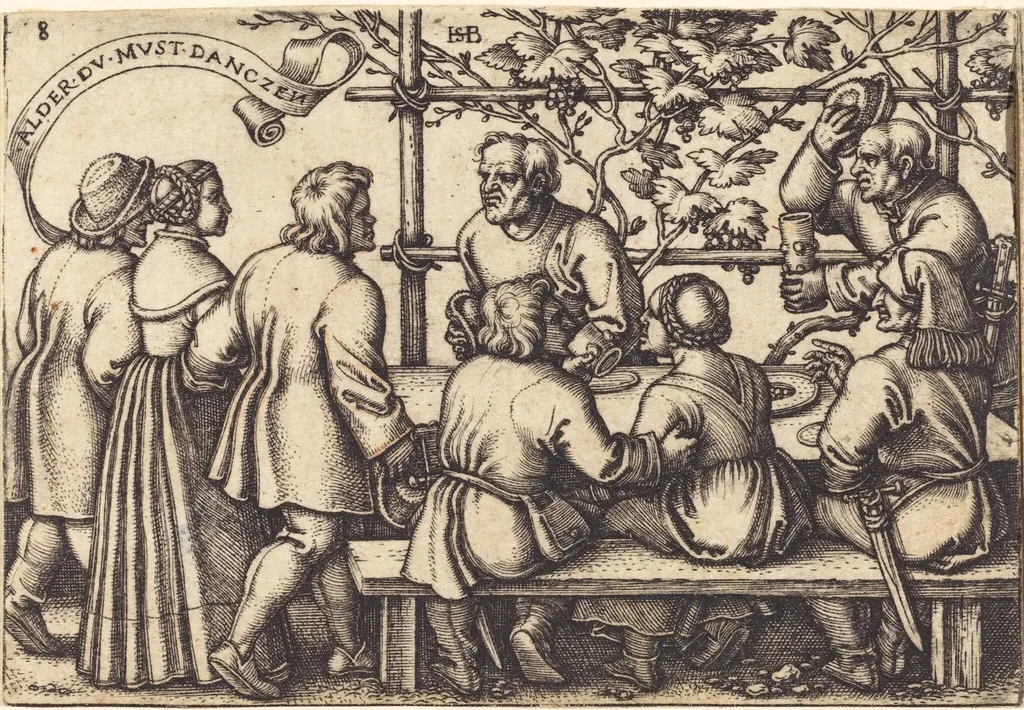 Peasants' Feast, by Sebald Beham, ink, 1546