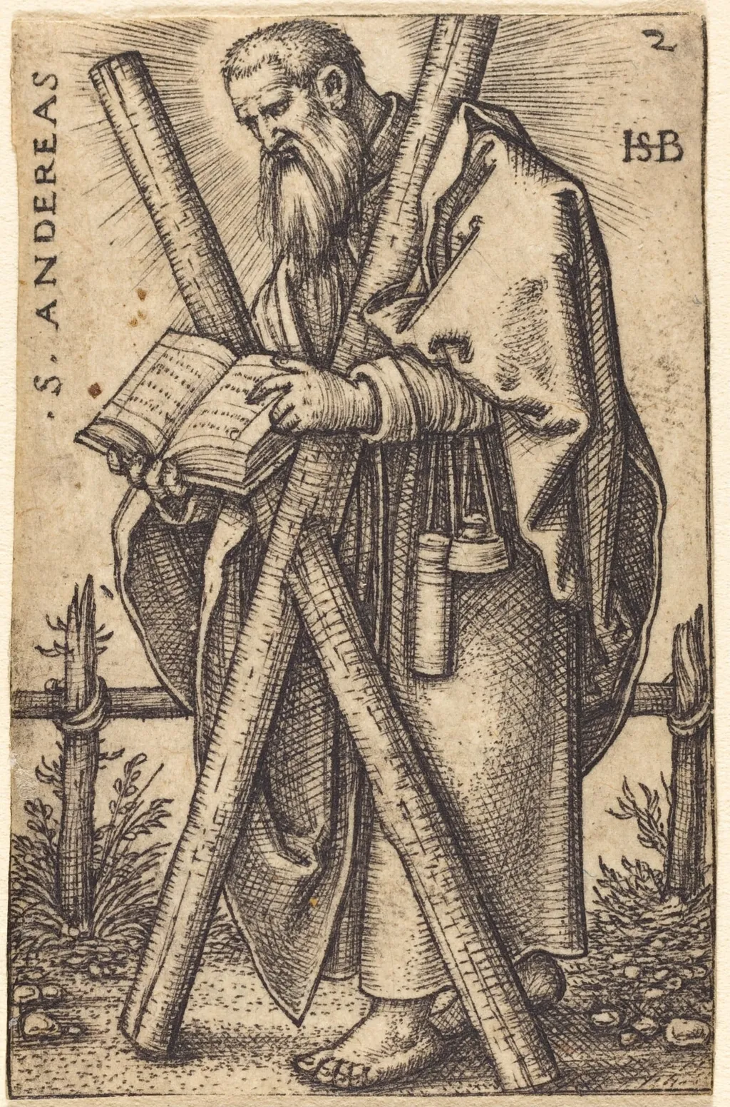 Saint Andrew, by Sebald Beham, ink, 1546