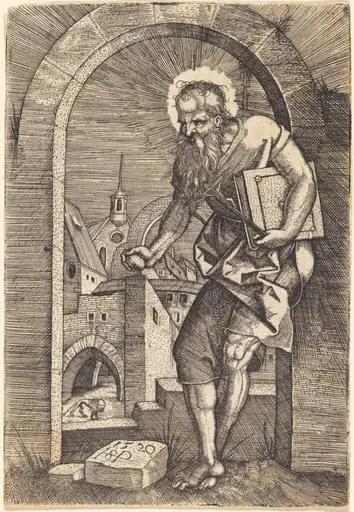 Saint Jerome Standing Under an Arch, by Sebald Beham