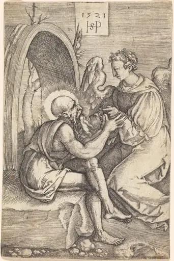 Saint Jerome with the Angel, by Sebald Beham