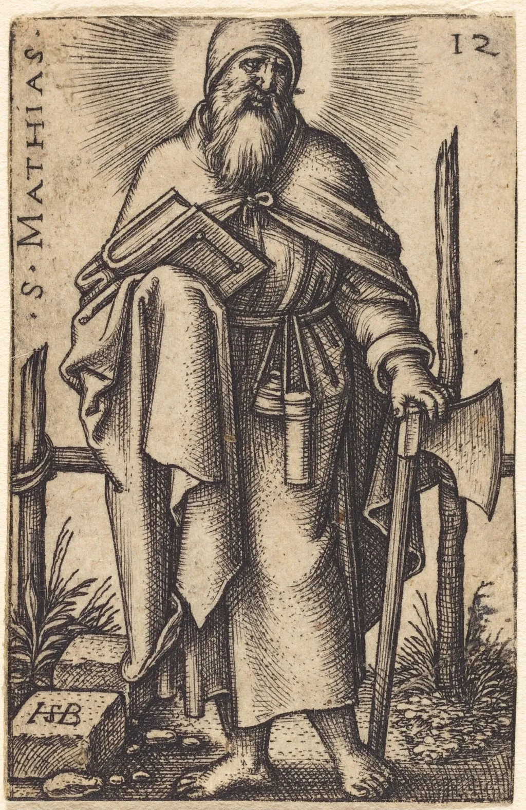 Saint Matthias, by Sebald Beham, ink, 1546