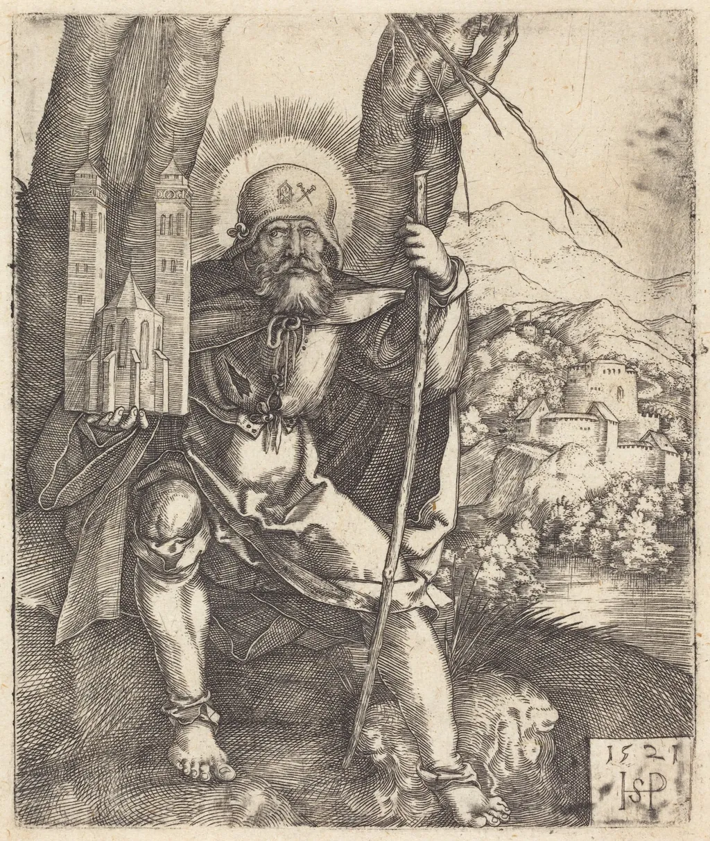 Saint Sebald, by Sebald Beham, ink, 1521