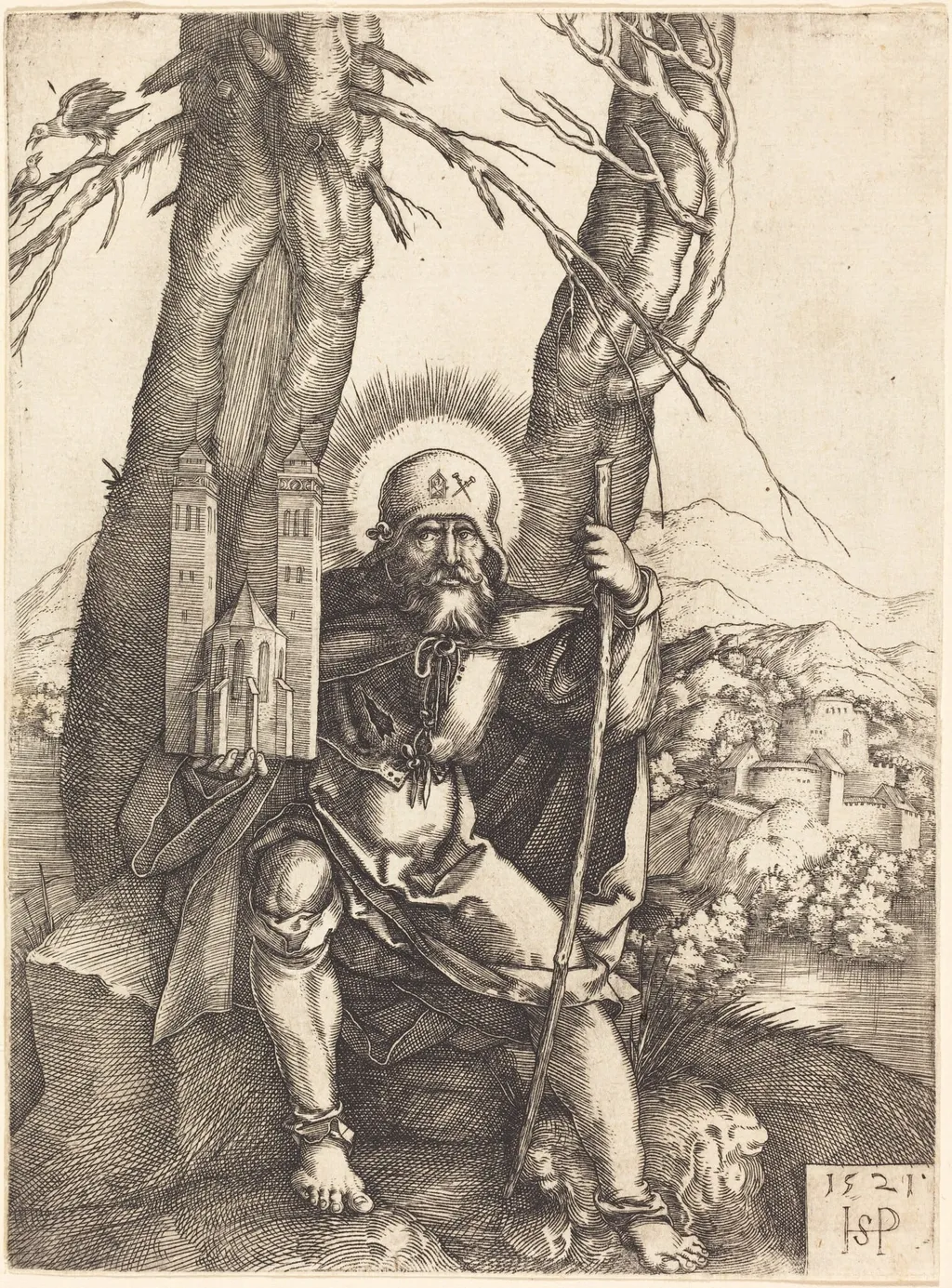 Saint Sebald, by Sebald Beham, ink, 1521