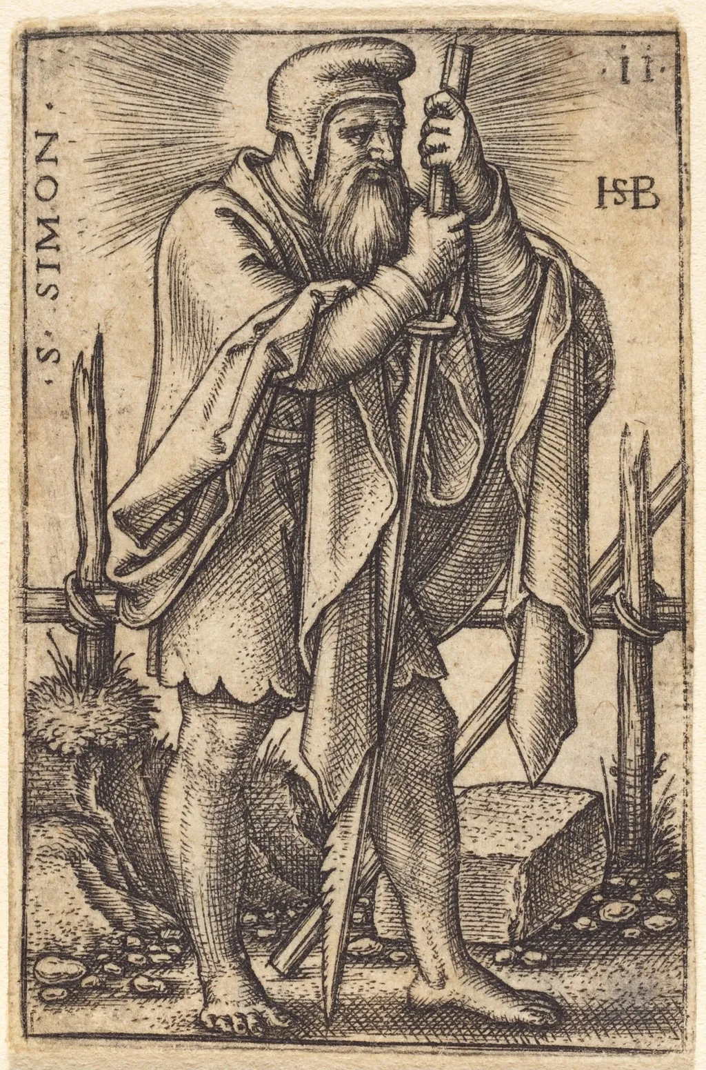 Saint Simon, by Sebald Beham, ink, 1546