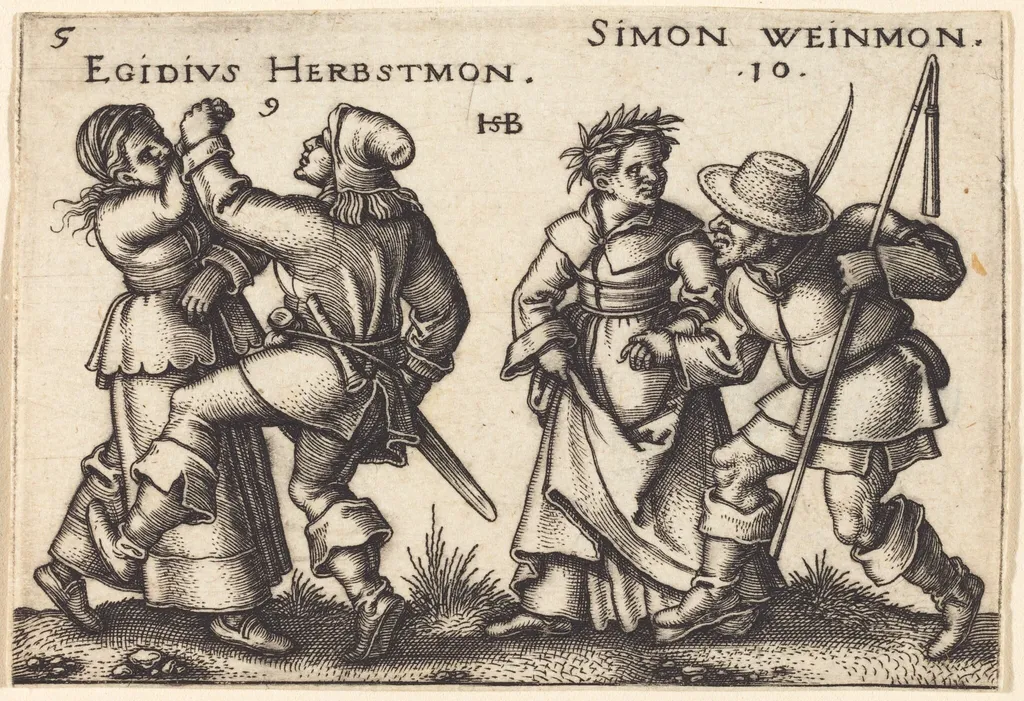 September and October, by Sebald Beham, ink, 1546