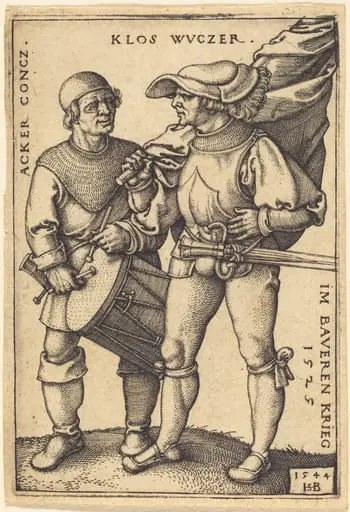Standard Bearer and Drummer, by Sebald Beham