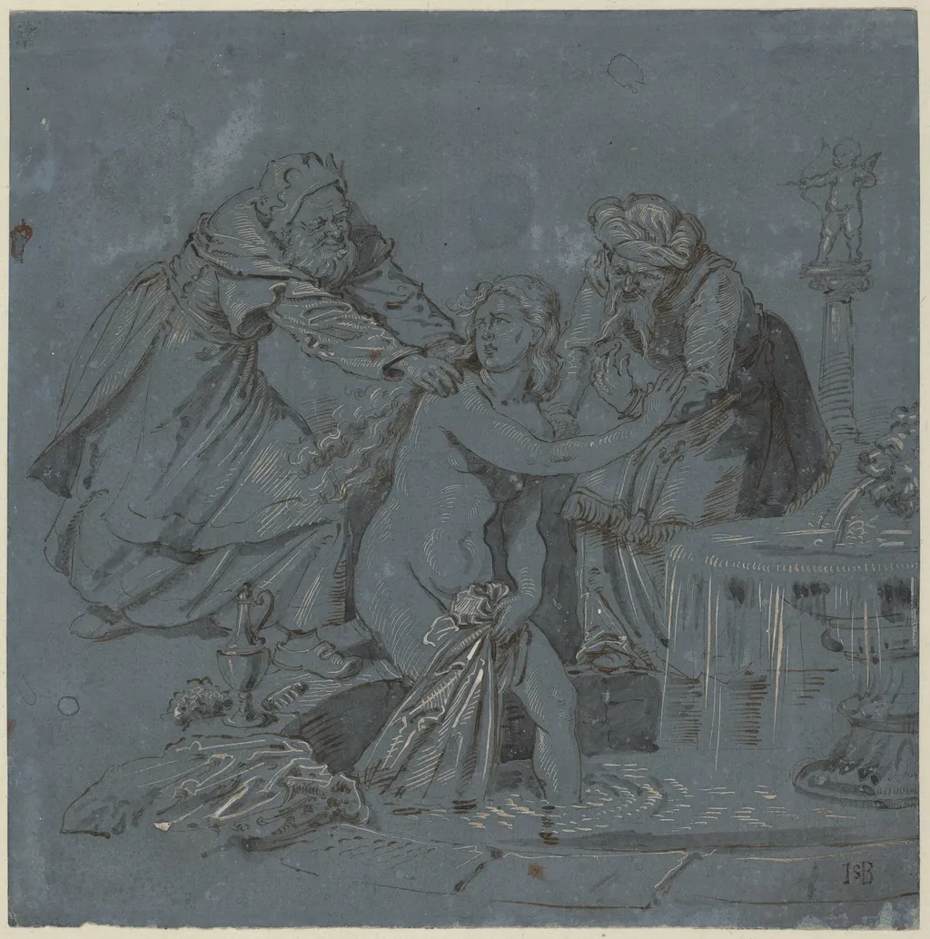 Susanna and the Elders, by Sebald Beham, ink, 1525