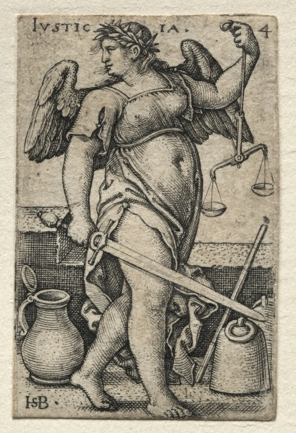 The Knowledge of God and the Seven Cardinal Virtues: Justice - Justicia, by Sebald Beham, 1535