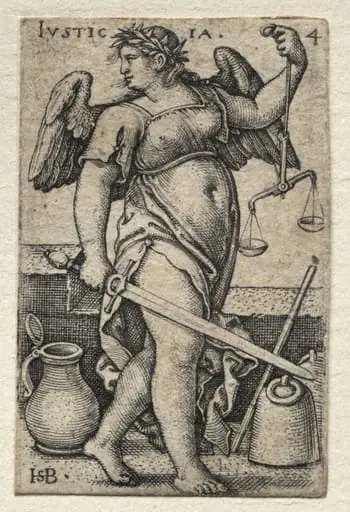 The Knowledge of God and the Seven Cardinal Virtues: Justice - Justicia, by Sebald Beham