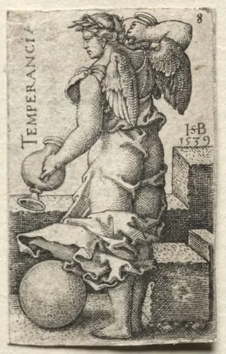 The Knowledge of God and the Seven Cardinal Virtues: Temperance - Temperancia, by Sebald Beham