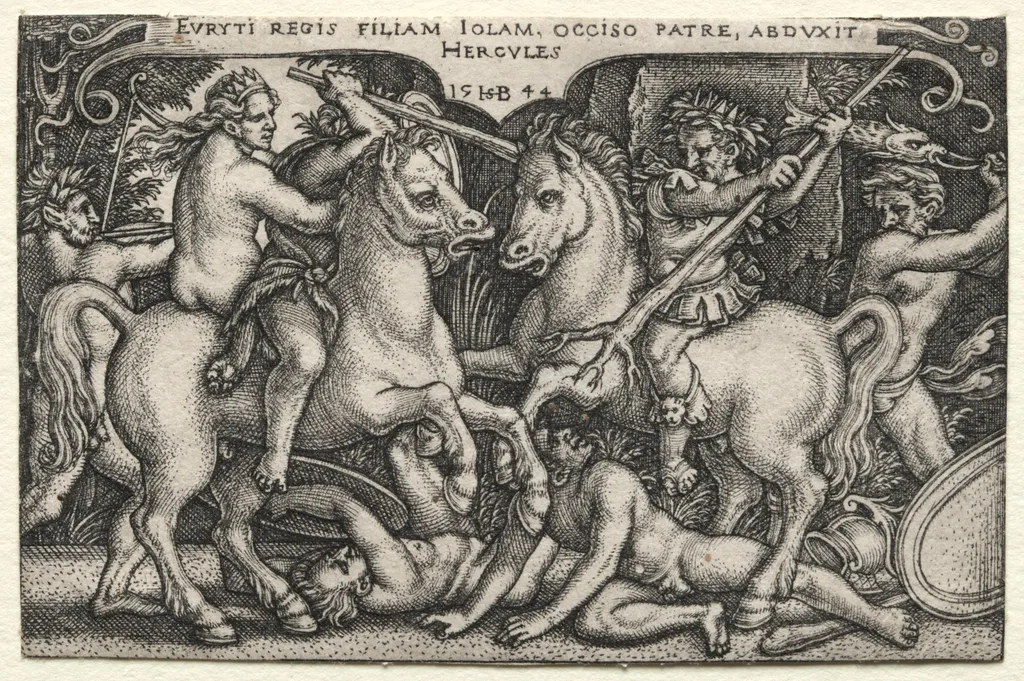The Labors of Hercules: Hercules Abducting Iole, by Sebald Beham, 1544