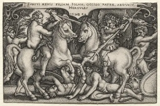 The Labors of Hercules: Hercules Abducting Iole, by Sebald Beham
