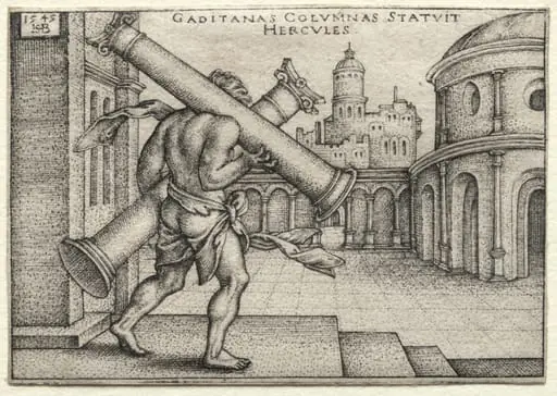 The Labors of Hercules: Hercules and the Columns of Gades, by Sebald Beham