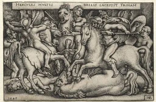 The Labors of Hercules: Hercules Conquering Troy, by Sebald Beham
