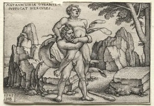 The Labors of Hercules: Hercules Crushing Antaeus, by Sebald Beham