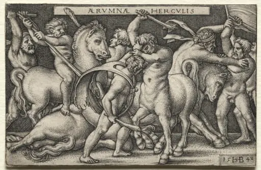 The Labors of Hercules: Hercules Defeating the Centaurs, by Sebald Beham