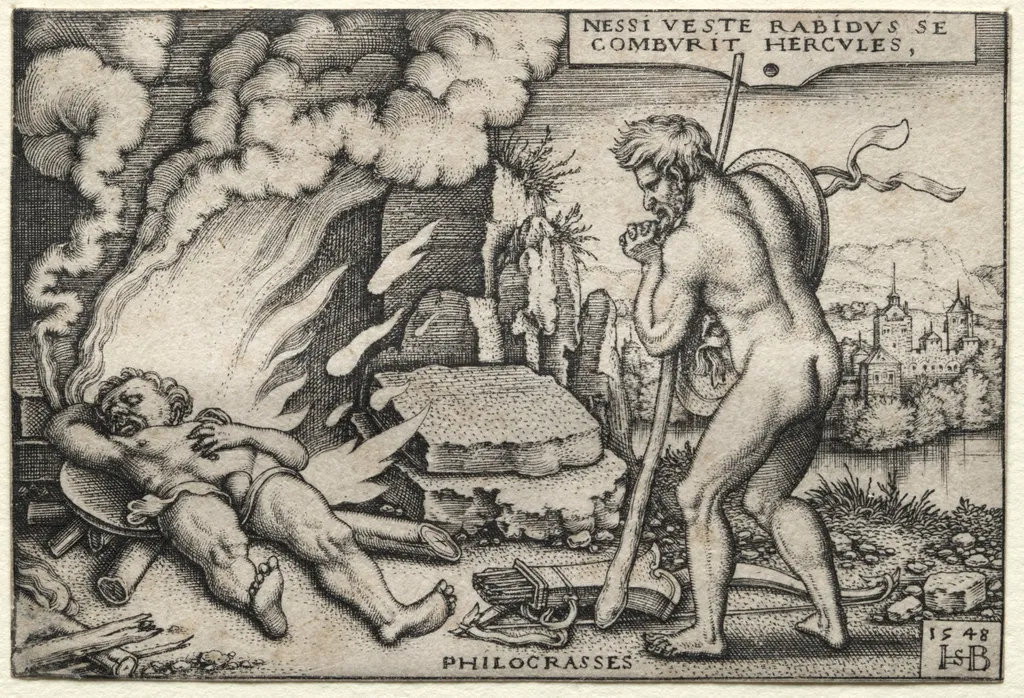 The Labors of Hercules: Hercules on his Pyre, by Sebald Beham, 1548