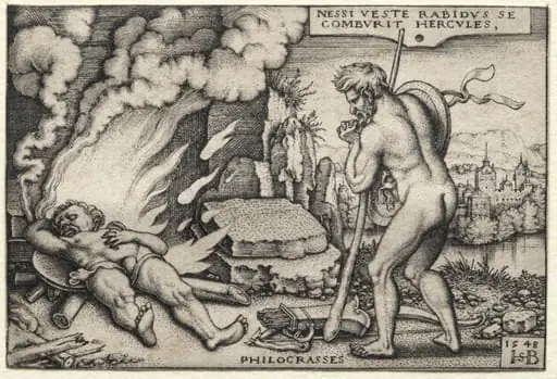 The Labors of Hercules: Hercules on his Pyre, by Sebald Beham
