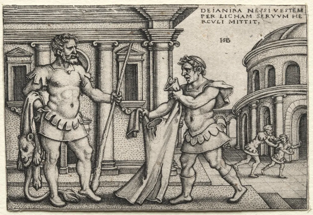 The Labors of Hercules: Hercules Receiving the Garment Steeped in Nessus's Blood, by Sebald Beham, 1542