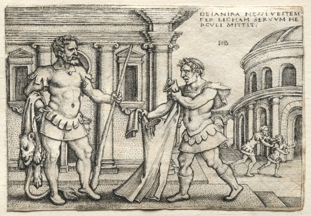 The Labors of Hercules: Hercules Receiving the Garment Steeped in Nessus' Blood, by Sebald Beham, 1542