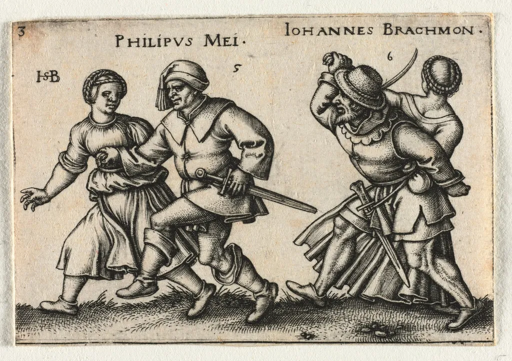 The Peasant Wedding or the Twelve Months: 5-Philipus Mei 6-Johannes Brachmon, by Sebald Beham, 1546
