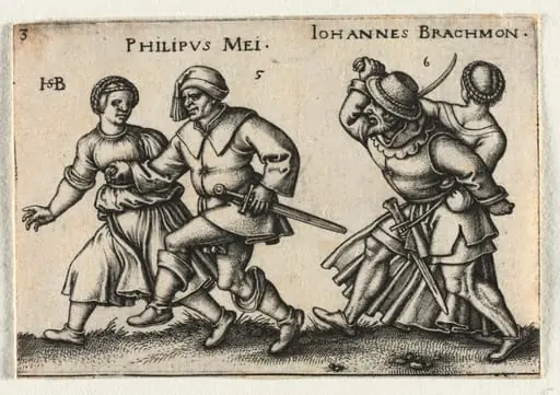 The Peasant Wedding or the Twelve Months:  5-Philipus Mei 6-Johannes Brachmon, by Sebald Beham