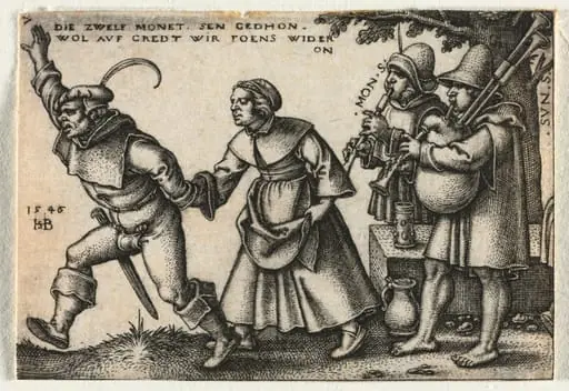 The Peasant Wedding or the Twelve Months: No. 7, by Sebald Beham