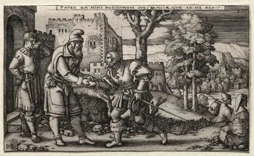 The Prodigal Son: Departure of the Prodigal Son, by Sebald Beham