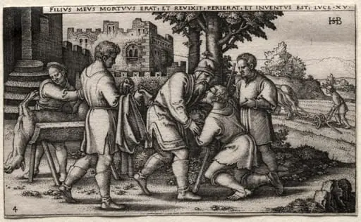 The Prodigal Son: Return of the Prodigal Son, by Sebald Beham