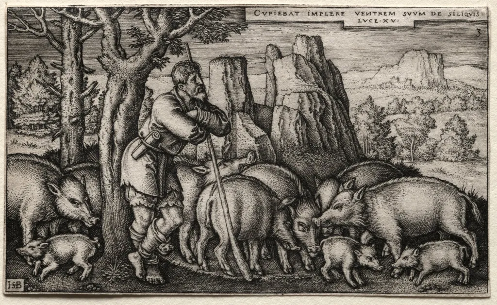 The Prodigal Son: Tending Swine, by Sebald Beham, 1535