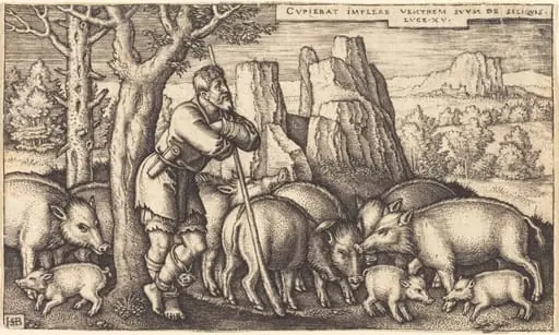 The Prodigal Son Tending the Swine, by Sebald Beham