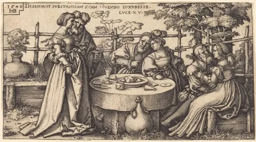 The Prodigal Son Wasting His Fortune, by Sebald Beham