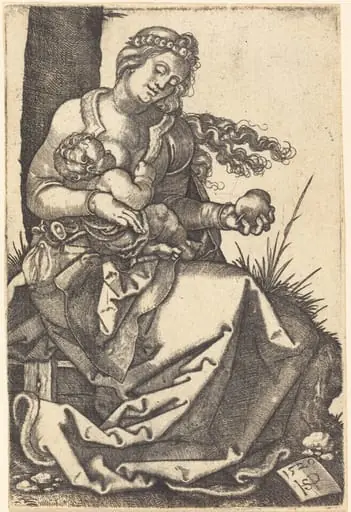 The Virgin, Holding a Pear, with the Child, by Sebald Beham