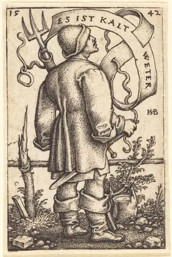 The Weather Peasant Facing Right, by Sebald Beham