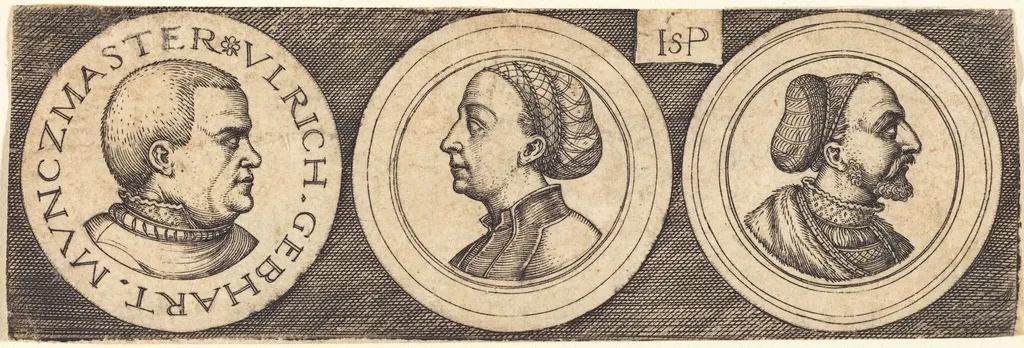 Three Medals with Portraits, by Sebald Beham, ink, 1525