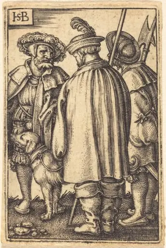 Three Soldiers and a Dog, by Sebald Beham