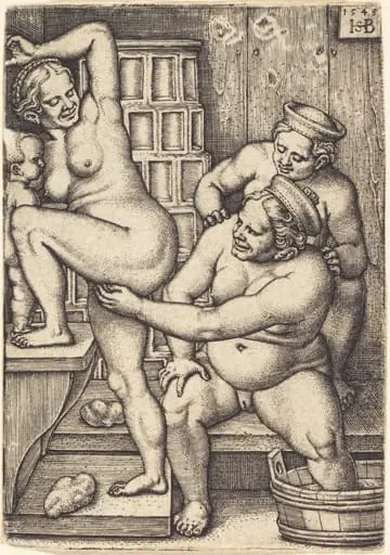 Three Women in a Bathroom, by Sebald Beham