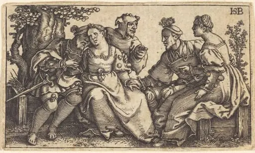 Two Couples and a Fool, by Sebald Beham