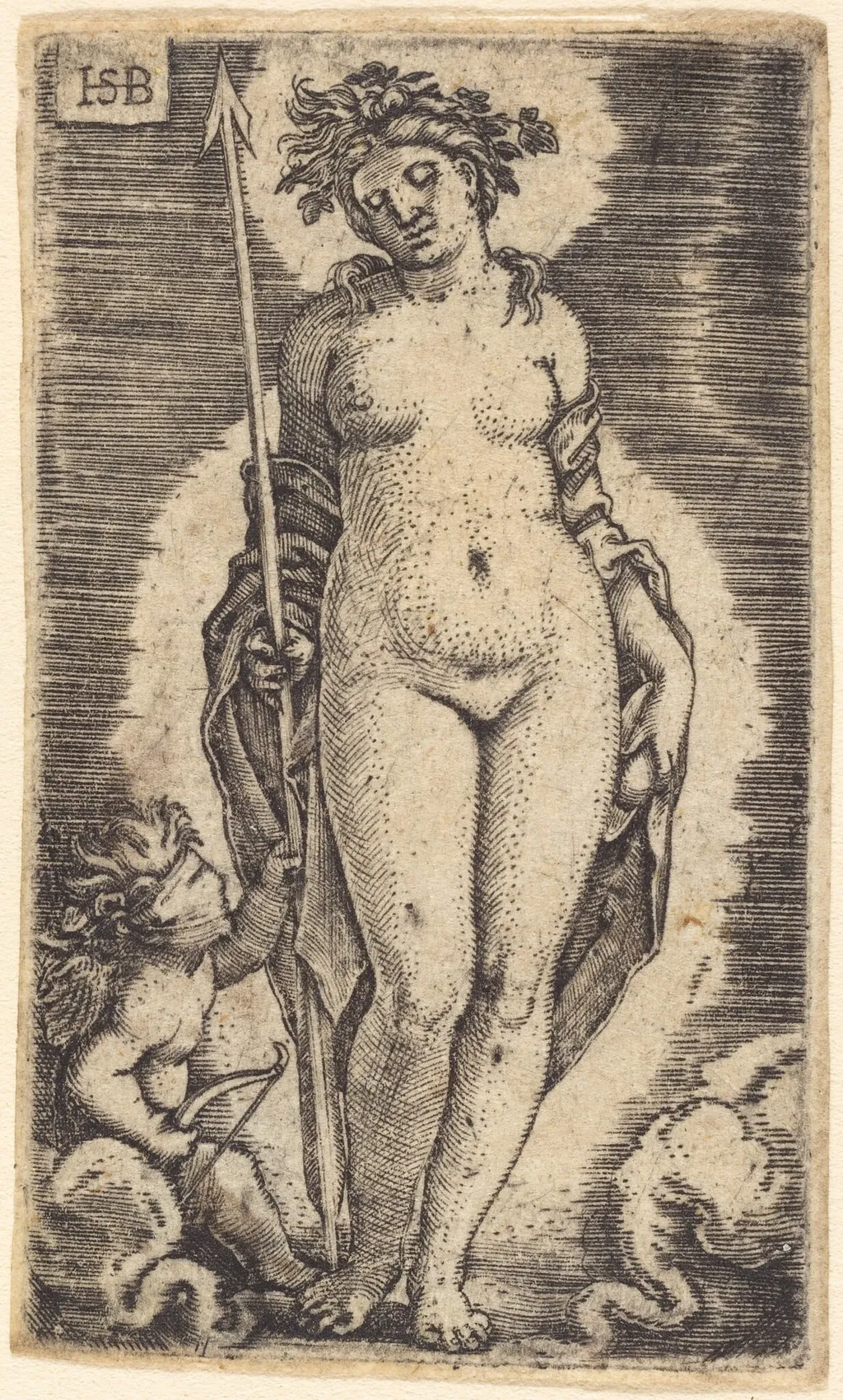 Venus and Cupid, by Sebald Beham, ink, 1538