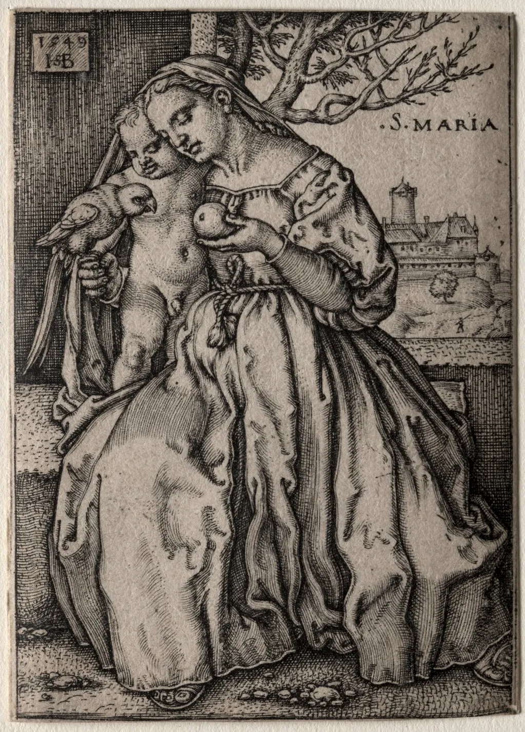 Virgin with the Parrot, by Sebald Beham, 1549