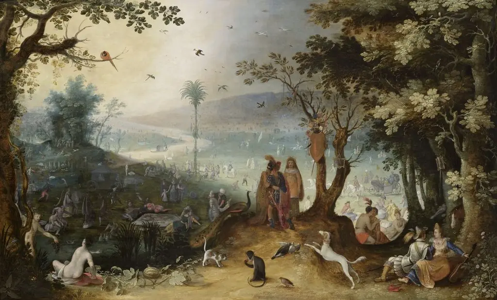 Aeneas meeting with his father in the Elysium, by Sebastiaen Vrancx