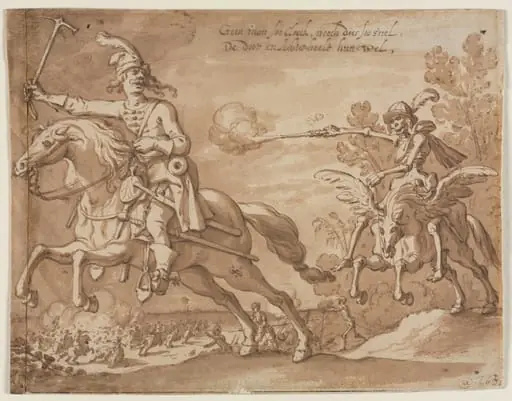 Death on Horseback Chasing a Flying Knight, by Sebastiaen Vrancx