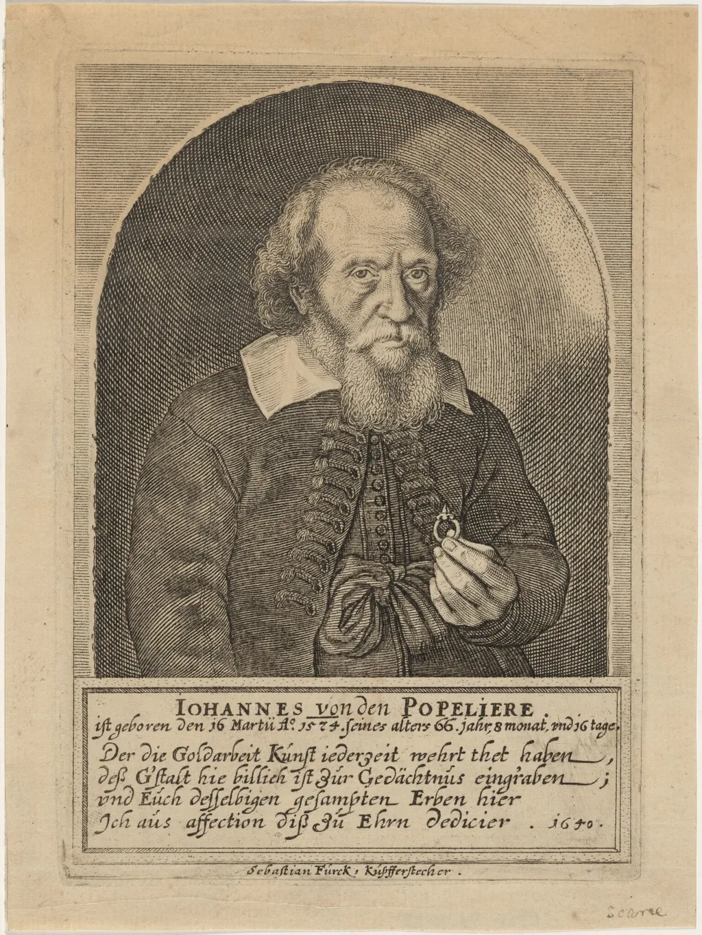 Johannes van den Popeliere, by Sebastian Furck, ink, 1628