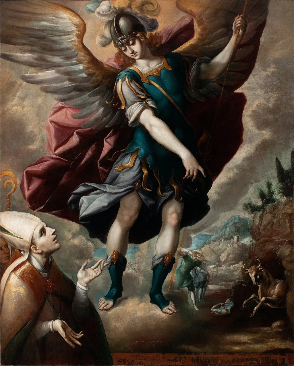 Saint Michael and the Bull, by Sebastián López de Arteaga, oil, 1650