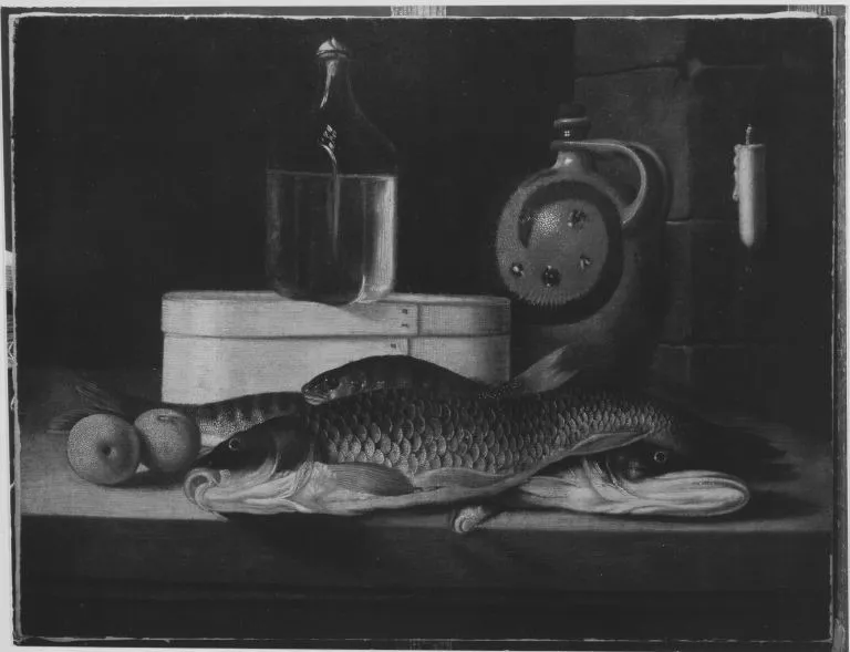 Still life with dead fish, by Sebastian Stoskopff, unspecified, 1634
